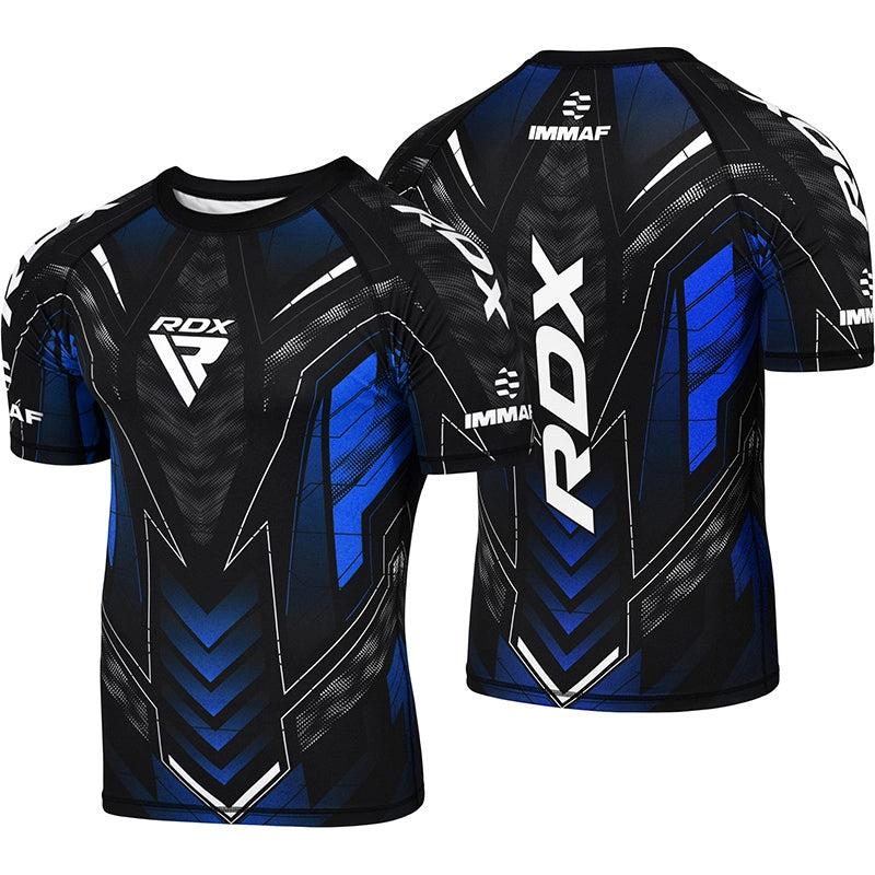 RDX IMMAF Approved Half Sleeves Compression Shirt Blue