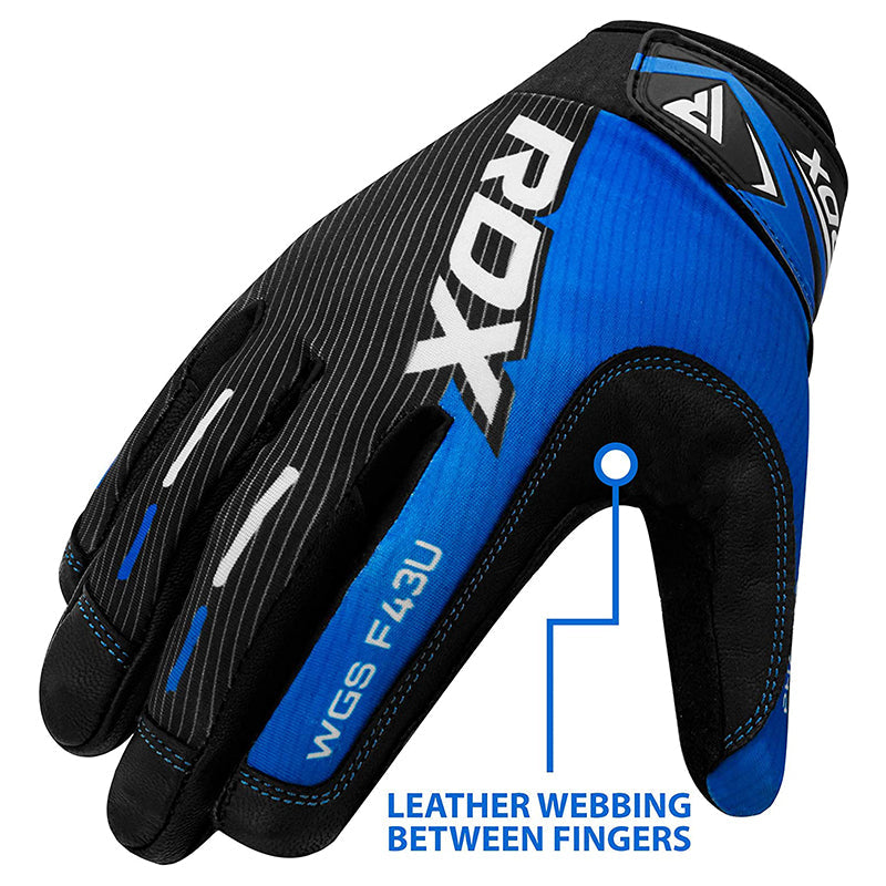 RDX F43 Full Finger Workout Gloves BLUE#color_blue