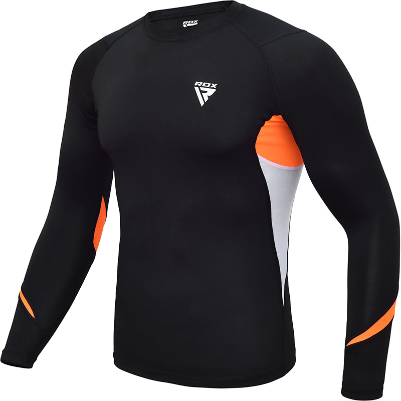 RDX L3 Long Sleeves Compression Rash Guard#color_orange