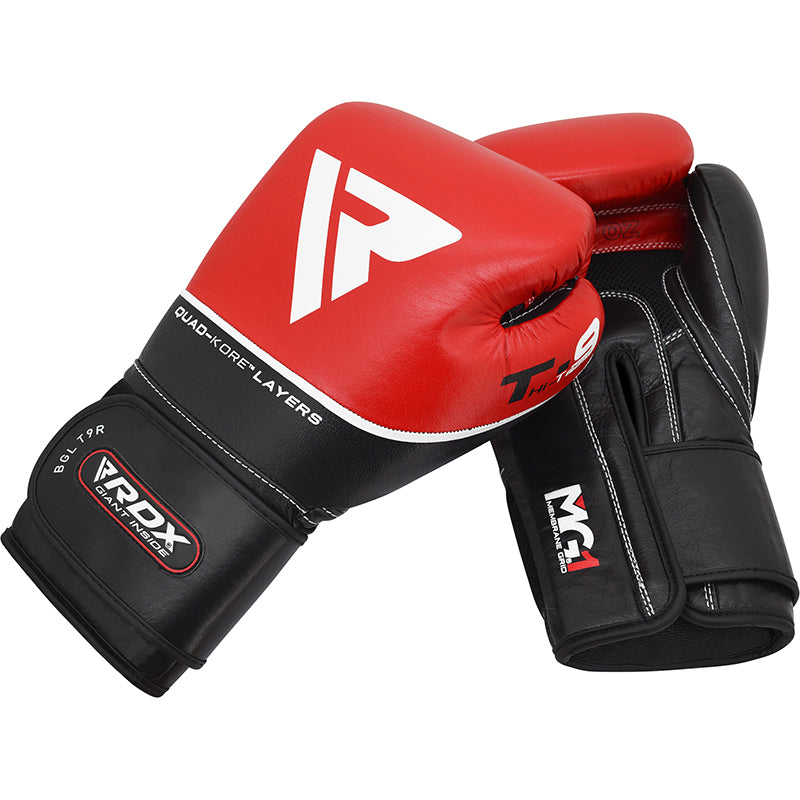RDX T9 Ace Leather Boxing Gloves#color_red