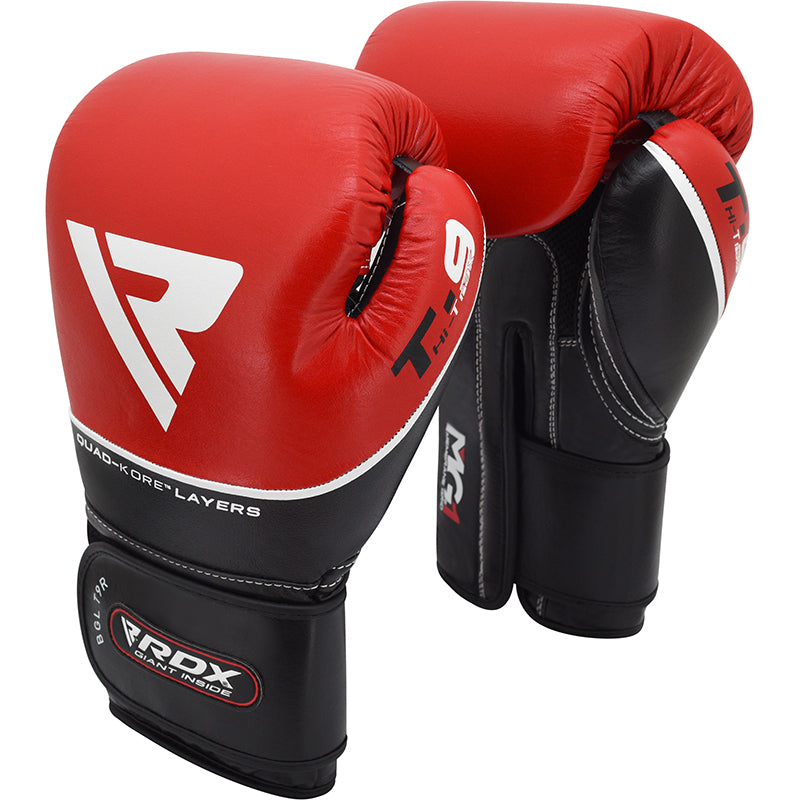RDX T9 Ace Leather Boxing Gloves#color_red